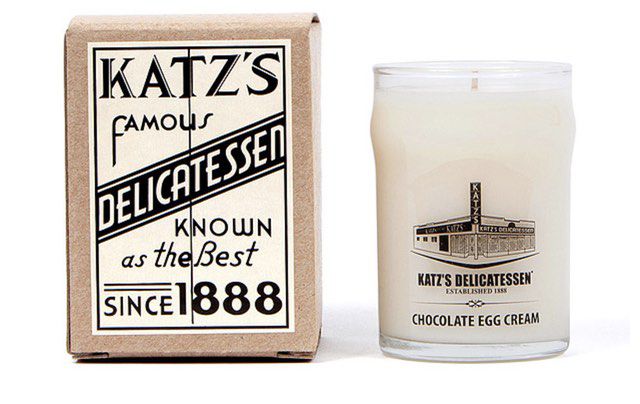Katz's Chocolate Egg Cream CandleThis Katz's candle allegedly comes in a real piece of Katz's glassware for extra authenticity, but you'll have to BYO-When Harry Met Sally jokes. Or don't! Yeah, don't.
